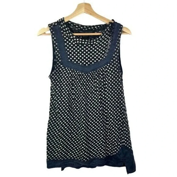 Marc by Marc Jacobs Navy Blue & White Polka Dot Tank Top S - Picture 1 of 3